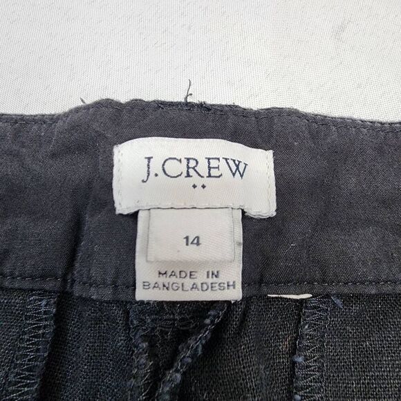 J. Crew Womens 15 Shorts Linen Blend Hook Eye Closure Scallop Hem Black - Picture 6 of 7